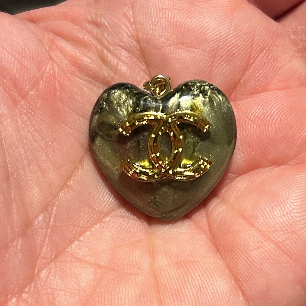 Upcycled CC heart pendant